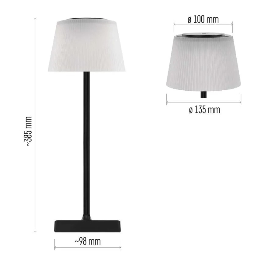Candeeiro LED recarregável com regulação KATIE LED/4W/10V 1800mAh IP44 preto