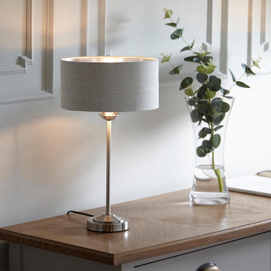 Endon 100646 - Candeeiro de mesa HIGHCLERE 1xE14/7W/230V bege/cromo mate Ø 25 cm
