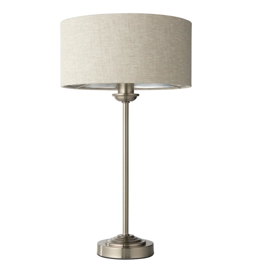 Endon 100646 - Candeeiro de mesa HIGHCLERE 1xE14/7W/230V bege/cromo mate Ø 25 cm