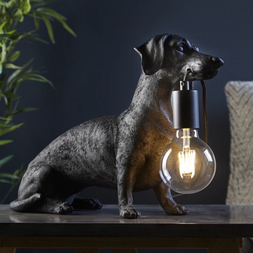 Endon 101188 - Candeeiro de mesa DACHSHUND 1xE27/10W/230V preto