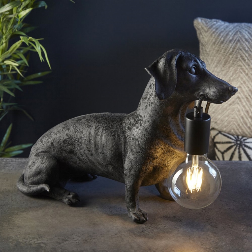 Endon 101188 - Candeeiro de mesa DACHSHUND 1xE27/10W/230V preto