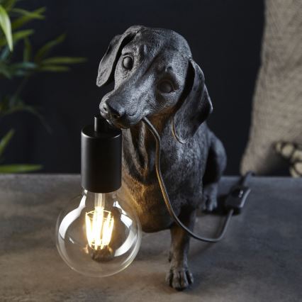 Endon 101188 - Candeeiro de mesa DACHSHUND 1xE27/10W/230V preto