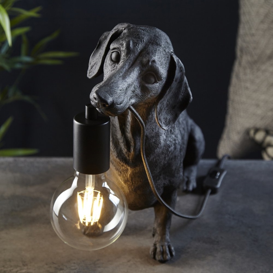 Endon 101188 - Candeeiro de mesa DACHSHUND 1xE27/10W/230V preto