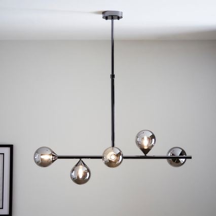 Endon 101348 - Lustre de haste OTIS 5xG9/3W/230V cromo preto/preto fumê
