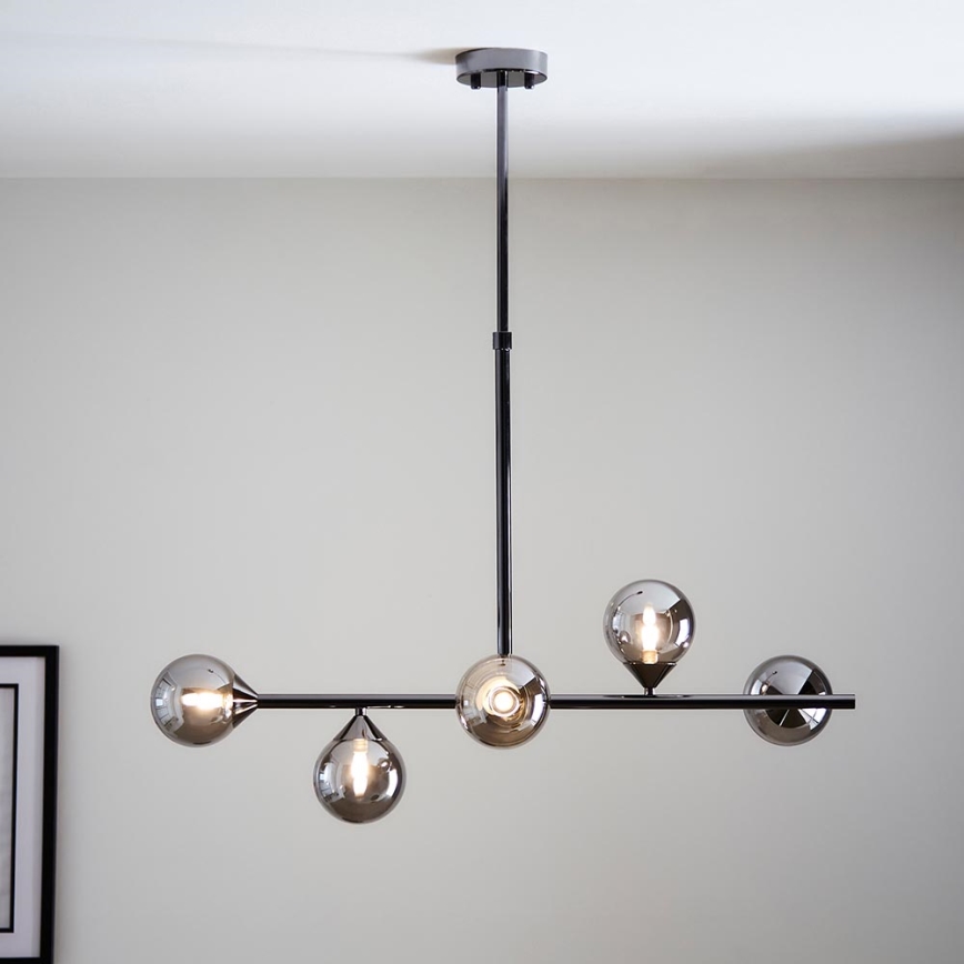 Endon 101348 - Lustre de haste OTIS 5xG9/3W/230V cromo preto/preto fumê