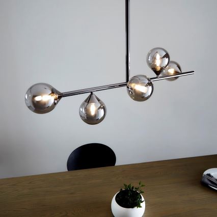 Endon 101348 - Lustre de haste OTIS 5xG9/3W/230V cromo preto/preto fumê