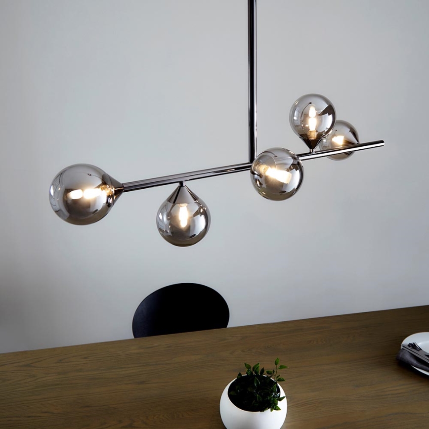 Endon 101348 - Lustre de haste OTIS 5xG9/3W/230V cromo preto/preto fumê
