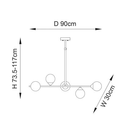 Endon 101348 - Lustre de haste OTIS 5xG9/3W/230V cromo preto/preto fumê