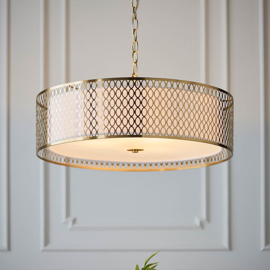 Endon 101569 - Lustre suspenso com corrente CORDERO 3xE27/10W/230V dourado
