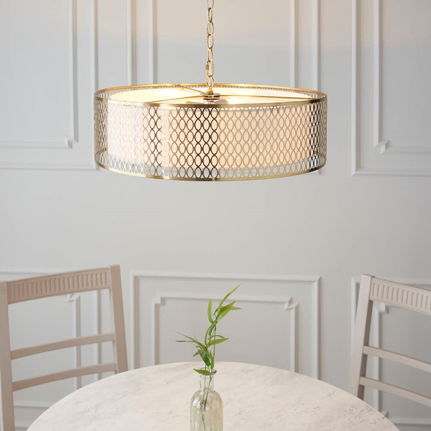 Endon 101569 - Lustre suspenso com corrente CORDERO 3xE27/10W/230V dourado