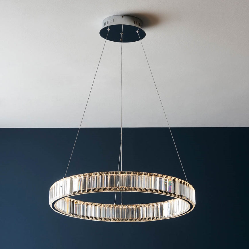 Endon 102255 - Lustre suspenso por cabo regulável por dimmer LAGUNA LED/36W/230V, acabamento cromado polido