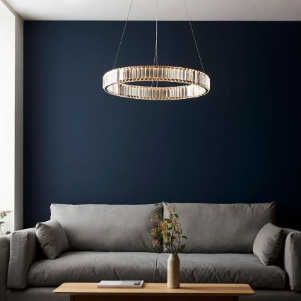 Endon 102255 - Lustre suspenso por cabo regulável por dimmer LAGUNA LED/36W/230V, acabamento cromado polido