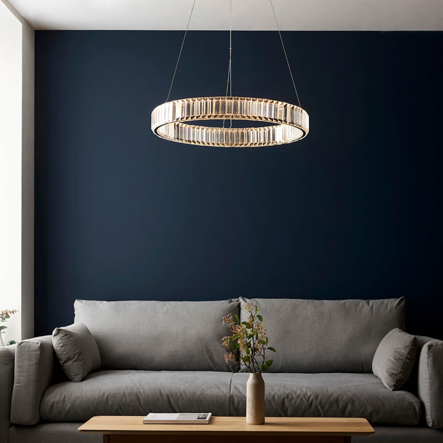 Endon 102255 - Lustre suspenso por cabo regulável por dimmer LAGUNA LED/36W/230V, acabamento cromado polido