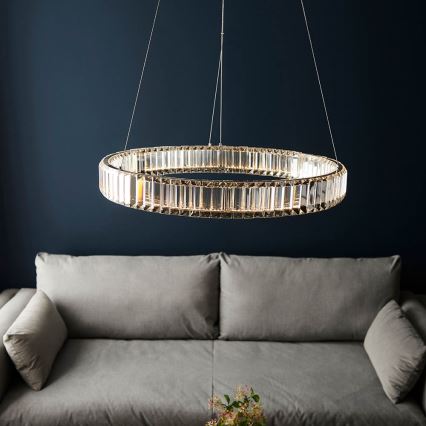 Endon 102255 - Lustre suspenso por cabo regulável por dimmer LAGUNA LED/36W/230V, acabamento cromado polido