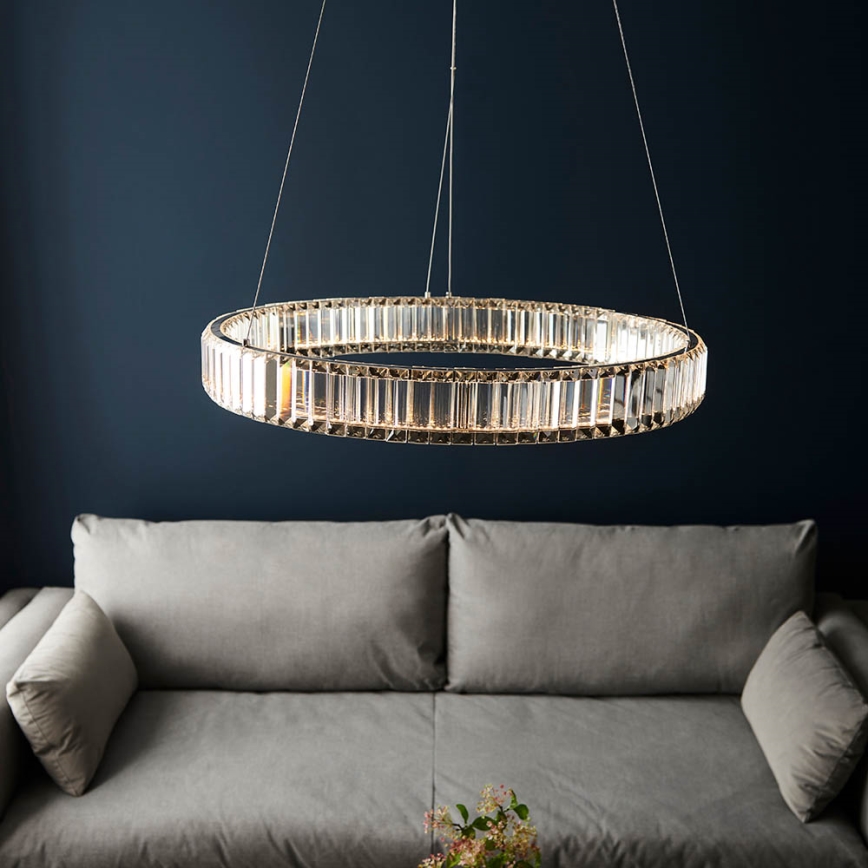 Endon 102255 - Lustre suspenso por cabo regulável por dimmer LAGUNA LED/36W/230V, acabamento cromado polido