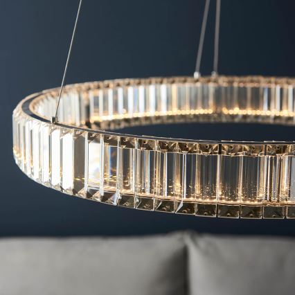 Endon 102255 - Lustre suspenso por cabo regulável por dimmer LAGUNA LED/36W/230V, acabamento cromado polido