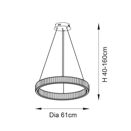 Endon 102255 - Lustre suspenso por cabo regulável por dimmer LAGUNA LED/36W/230V, acabamento cromado polido