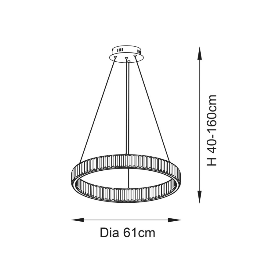 Endon 102255 - Lustre suspenso por cabo regulável por dimmer LAGUNA LED/36W/230V, acabamento cromado polido