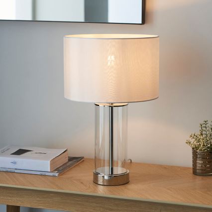 Endon 102674 - Candeeiro de mesa dimerizável LESSINA 1xE27/10W/230V cromado brilhante/branco