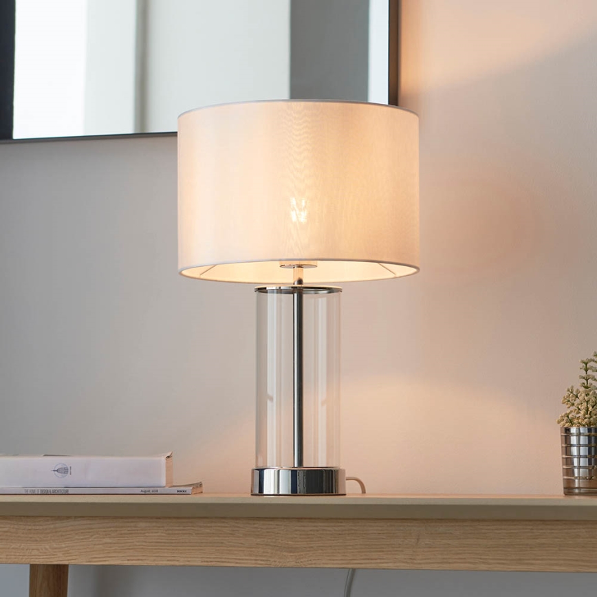 Endon 102674 - Candeeiro de mesa dimerizável LESSINA 1xE27/10W/230V cromado brilhante/branco