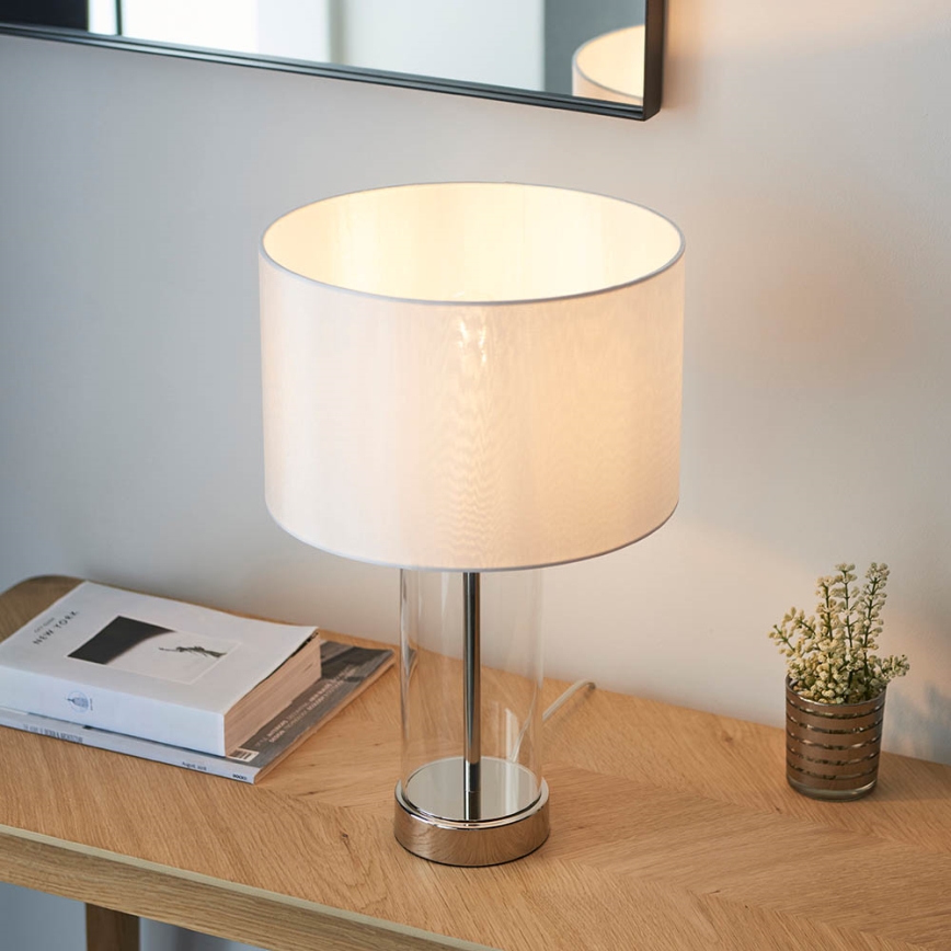 Endon 102674 - Candeeiro de mesa dimerizável LESSINA 1xE27/10W/230V cromado brilhante/branco