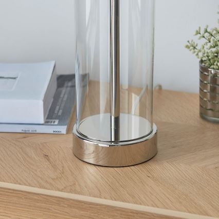 Endon 102674 - Candeeiro de mesa dimerizável LESSINA 1xE27/10W/230V cromado brilhante/branco