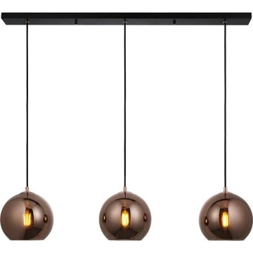 Endon 102929 - Candeeiro suspenso BOLI 3xE27/10W/230V preto/fumado castanho