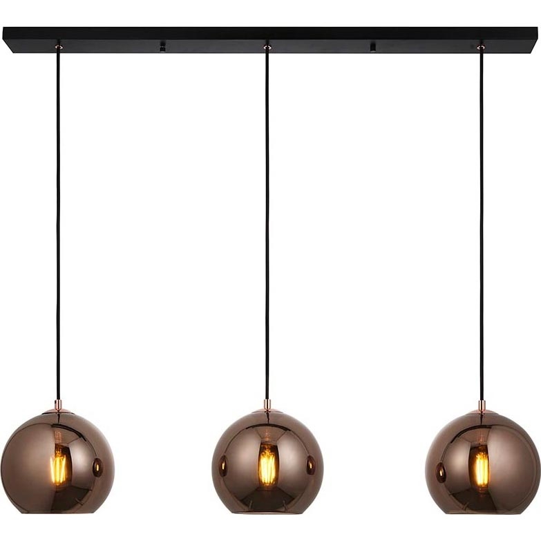 Endon 102929 - Candeeiro suspenso BOLI 3xE27/10W/230V preto/fumado castanho