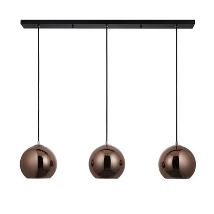 Endon 102929 - Candeeiro suspenso BOLI 3xE27/10W/230V preto/fumado castanho