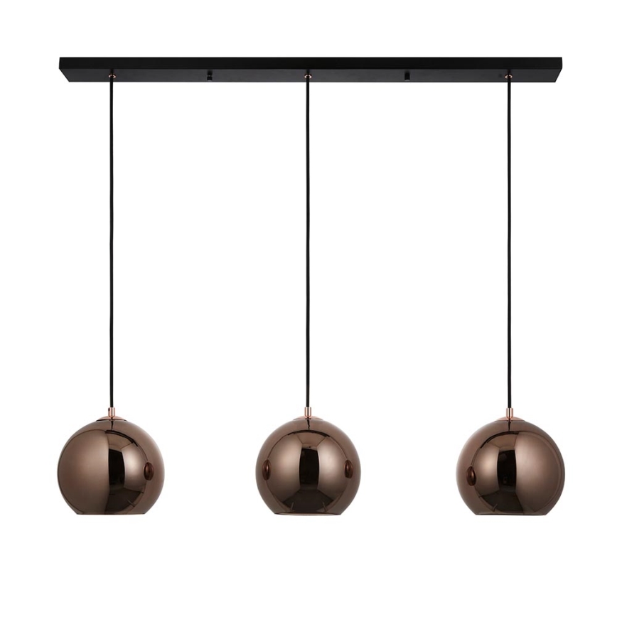 Endon 102929 - Candeeiro suspenso BOLI 3xE27/10W/230V preto/fumado castanho