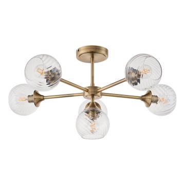 Endon 103171 - Candeeiro suspenso ALLEGRA 6xE14/7W/230V latão/transparente