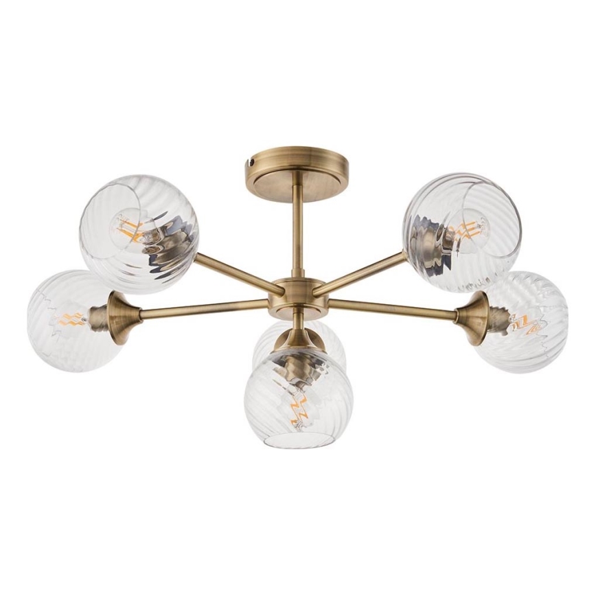 Endon 103171 - Candeeiro suspenso ALLEGRA 6xE14/7W/230V latão/transparente