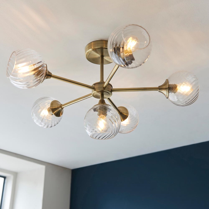 Endon 103171 - Candeeiro suspenso ALLEGRA 6xE14/7W/230V latão/transparente