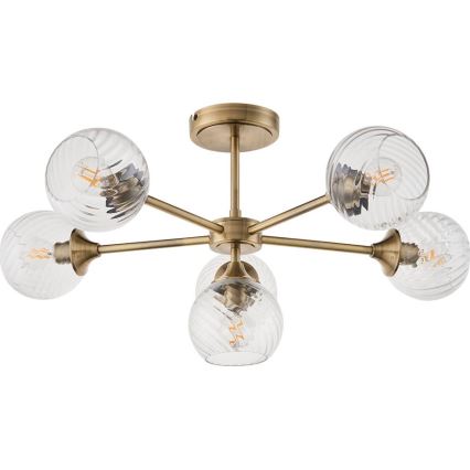 Endon 103171 - Candeeiro suspenso ALLEGRA 6xE14/7W/230V latão/transparente