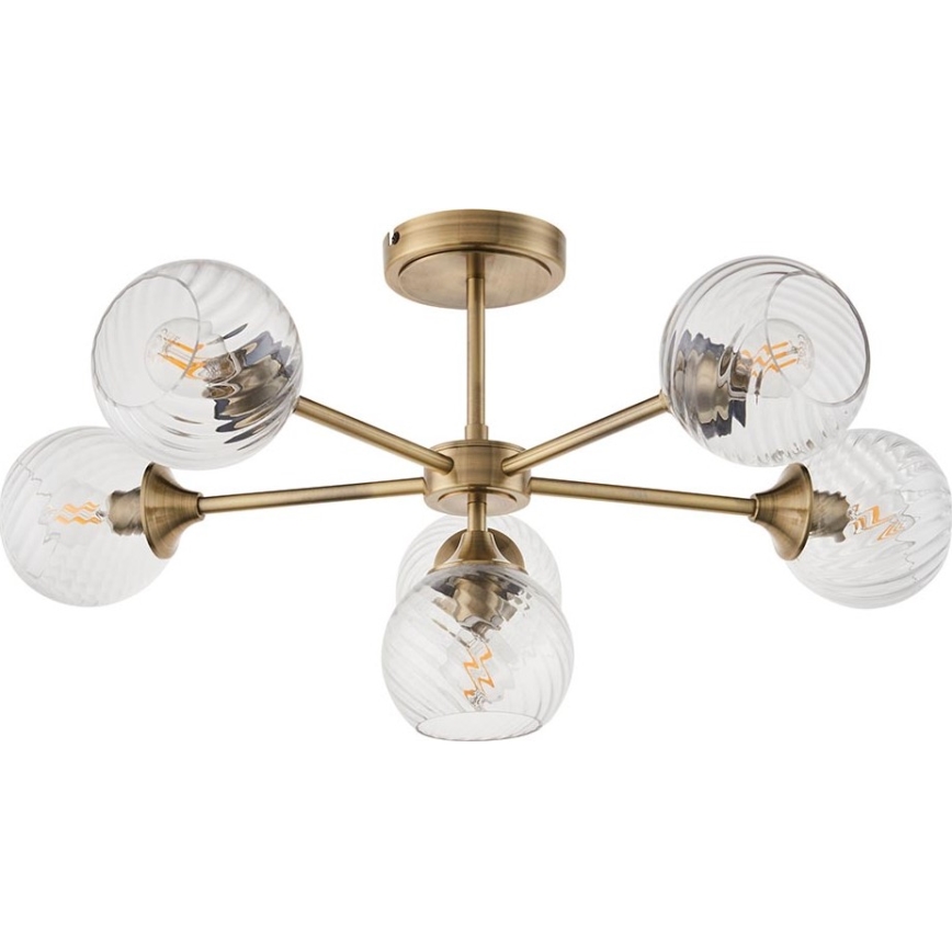 Endon 103171 - Candeeiro suspenso ALLEGRA 6xE14/7W/230V latão/transparente
