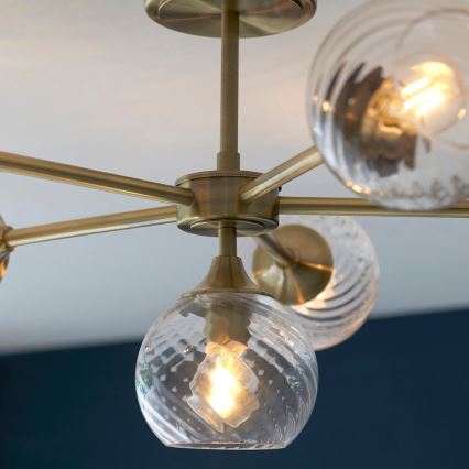 Endon 103171 - Candeeiro suspenso ALLEGRA 6xE14/7W/230V latão/transparente
