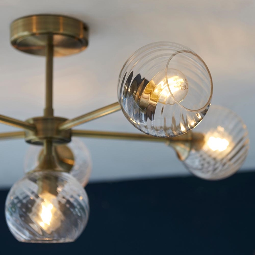 Endon 103171 - Candeeiro suspenso ALLEGRA 6xE14/7W/230V latão/transparente