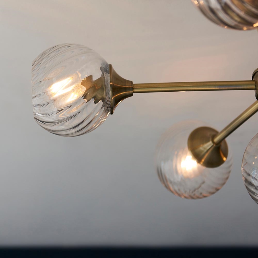 Endon 103171 - Candeeiro suspenso ALLEGRA 6xE14/7W/230V latão/transparente