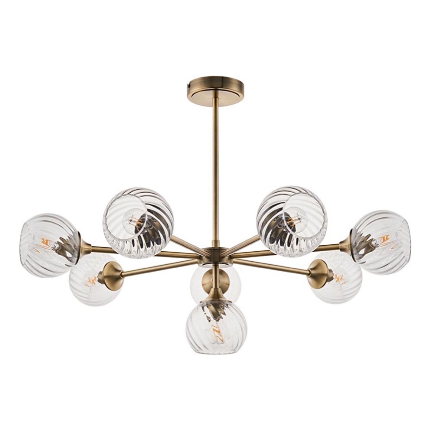 Endon 103172 - Candeeiro suspenso ALLEGRA 8xE14/7W/230V latão/transparente
