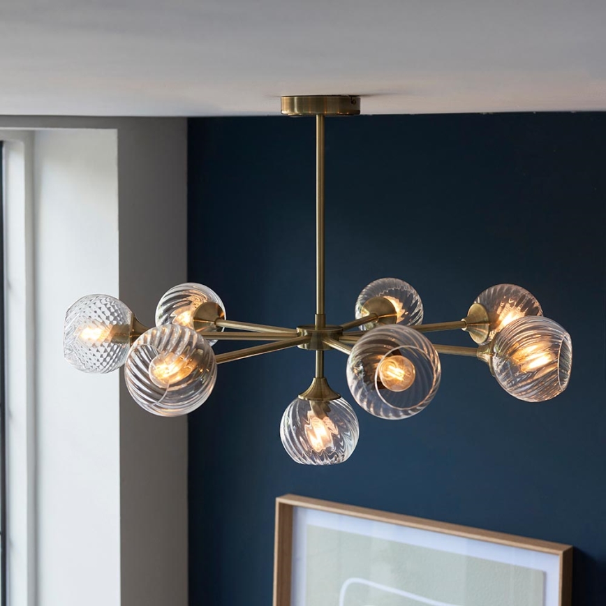 Endon 103172 - Candeeiro suspenso ALLEGRA 8xE14/7W/230V latão/transparente
