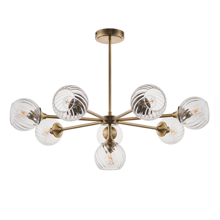 Endon 103172 - Candeeiro suspenso ALLEGRA 8xE14/7W/230V latão/transparente