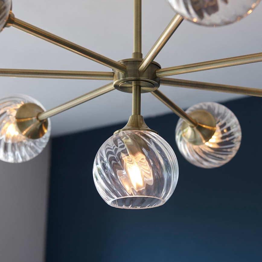 Endon 103172 - Candeeiro suspenso ALLEGRA 8xE14/7W/230V latão/transparente