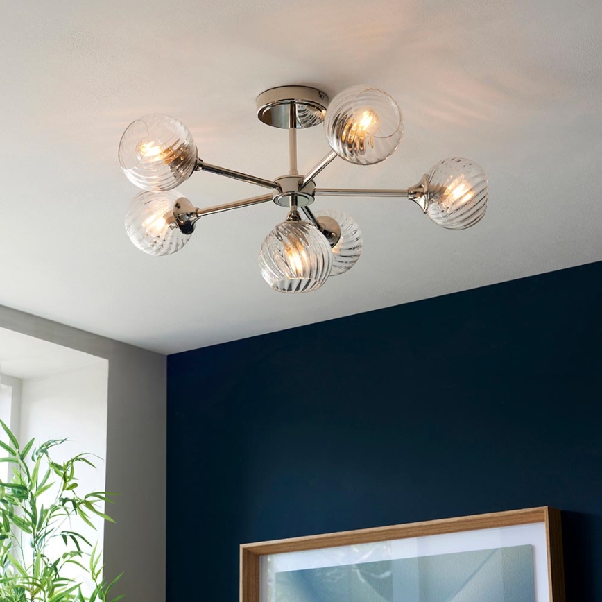 Endon 104050 - Candeeiro suspenso ALLEGRA 6xE14/7W/230V cromado brilhante/transparente