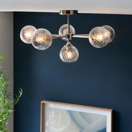 Endon 104050 - Candeeiro suspenso ALLEGRA 6xE14/7W/230V cromado brilhante/transparente