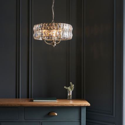 Endon 104466 - Candeeiro suspenso CLIFTON 3xE14/6W/230V cromado brilhante/transparente diâmetro 38,5 cm