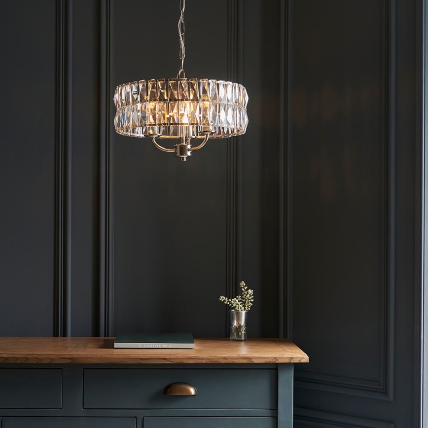 Endon 104466 - Candeeiro suspenso CLIFTON 3xE14/6W/230V cromado brilhante/transparente diâmetro 38,5 cm