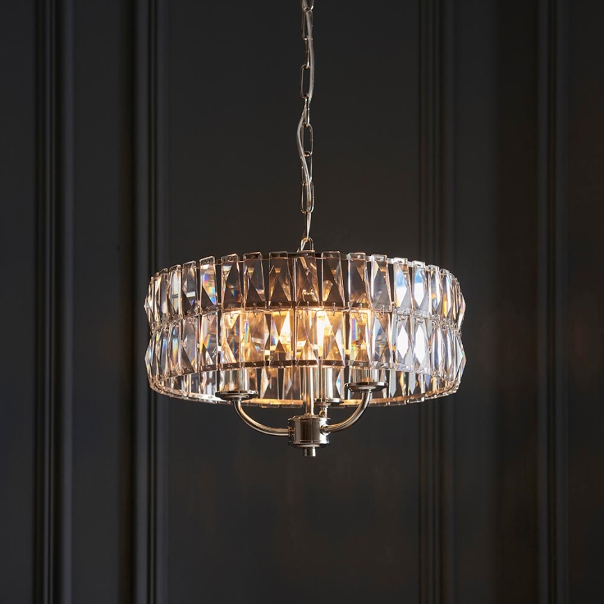 Endon 104466 - Candeeiro suspenso CLIFTON 3xE14/6W/230V cromado brilhante/transparente diâmetro 38,5 cm