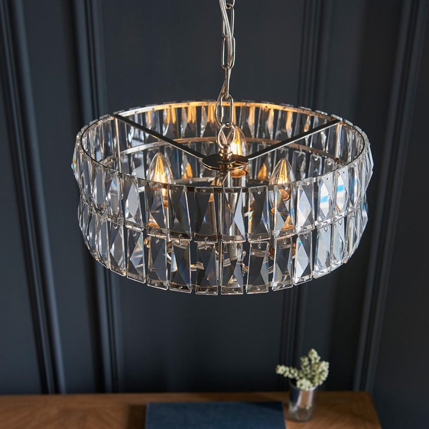 Endon 104466 - Candeeiro suspenso CLIFTON 3xE14/6W/230V cromado brilhante/transparente diâmetro 38,5 cm