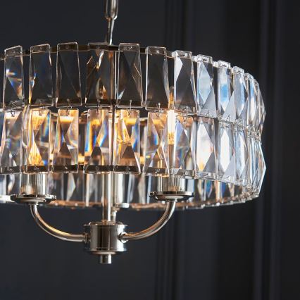 Endon 104466 - Candeeiro suspenso CLIFTON 3xE14/6W/230V cromado brilhante/transparente diâmetro 38,5 cm