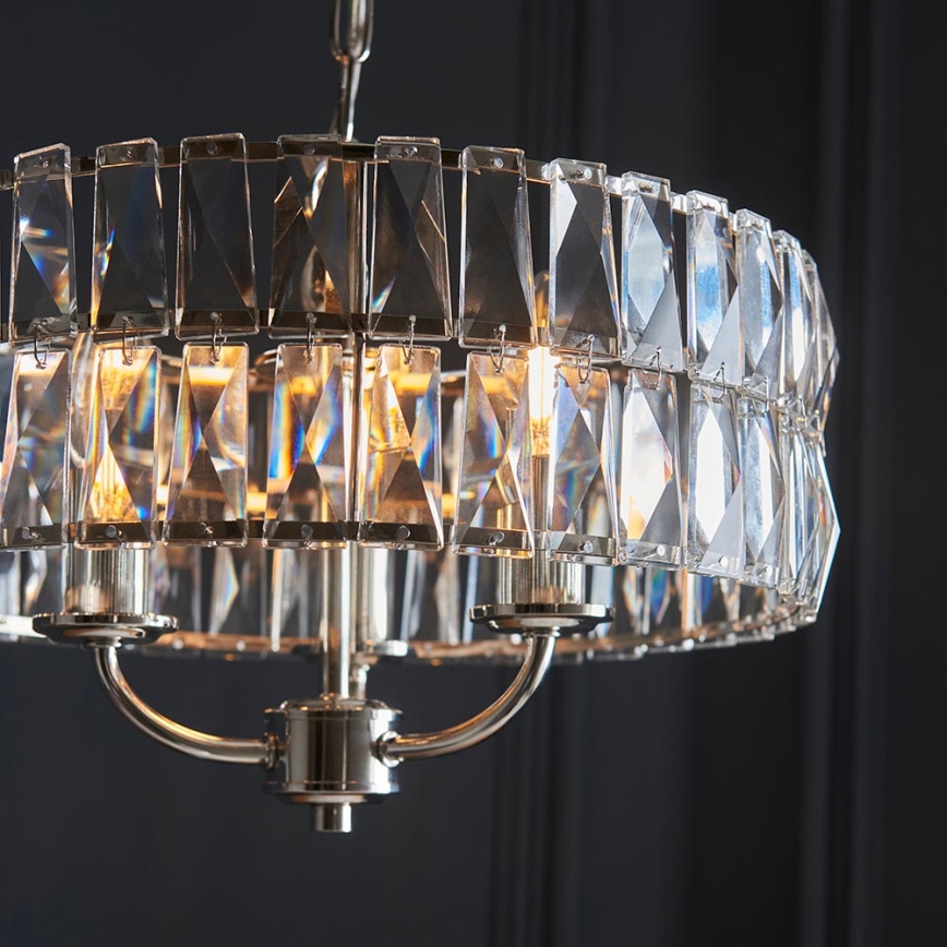 Endon 104466 - Candeeiro suspenso CLIFTON 3xE14/6W/230V cromado brilhante/transparente diâmetro 38,5 cm